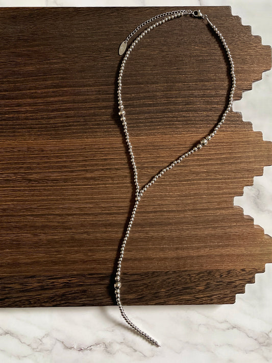Western Pearl Graduated Lariat Necklace 18 inch