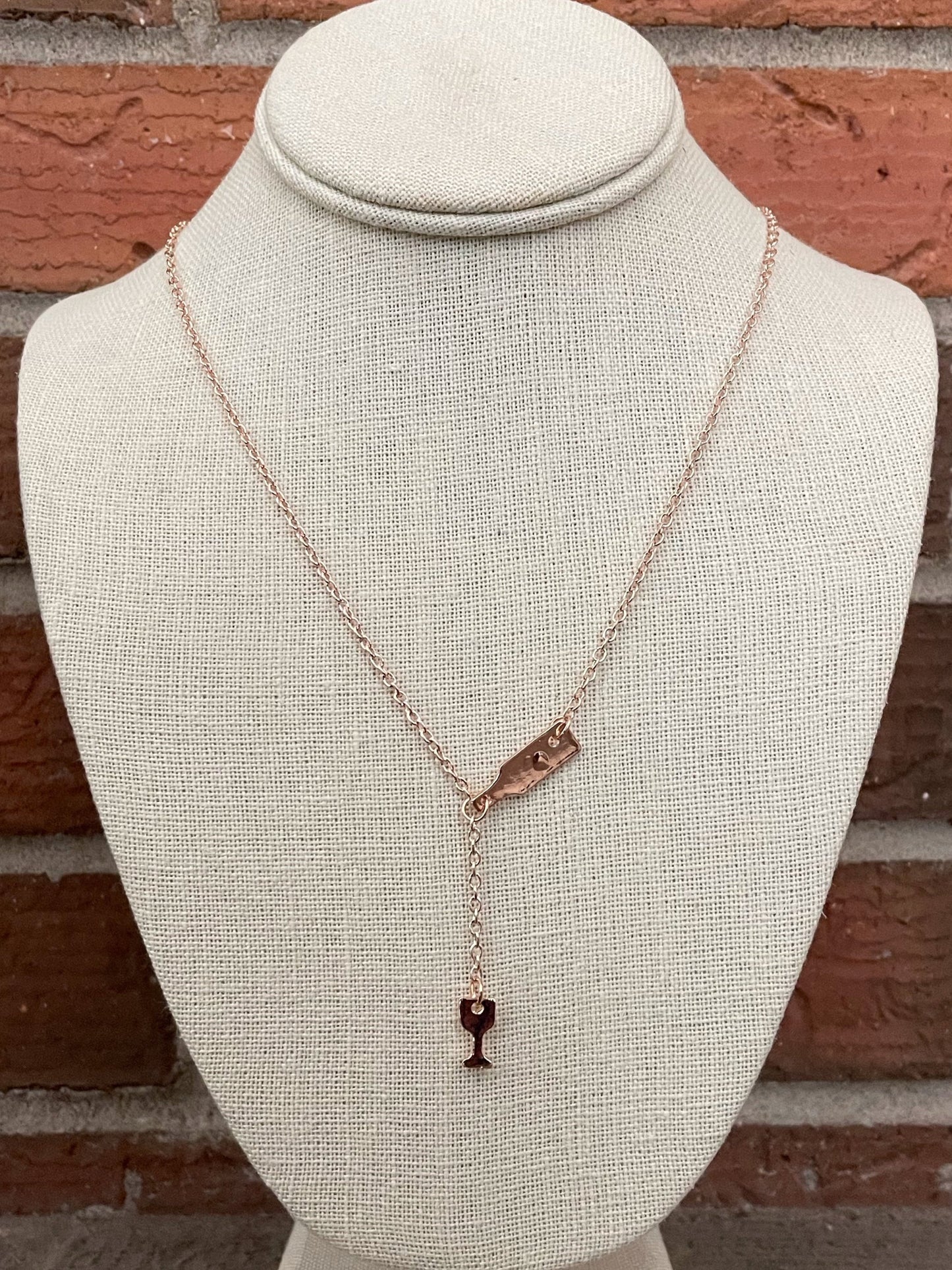 Wine Country Lariat Necklace - Rose Gold