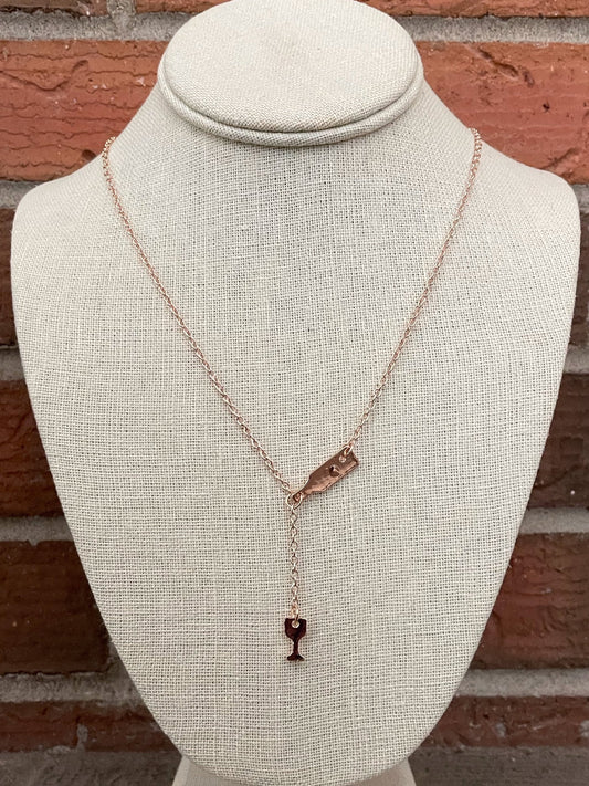 Wine Country Lariat Necklace - Rose Gold