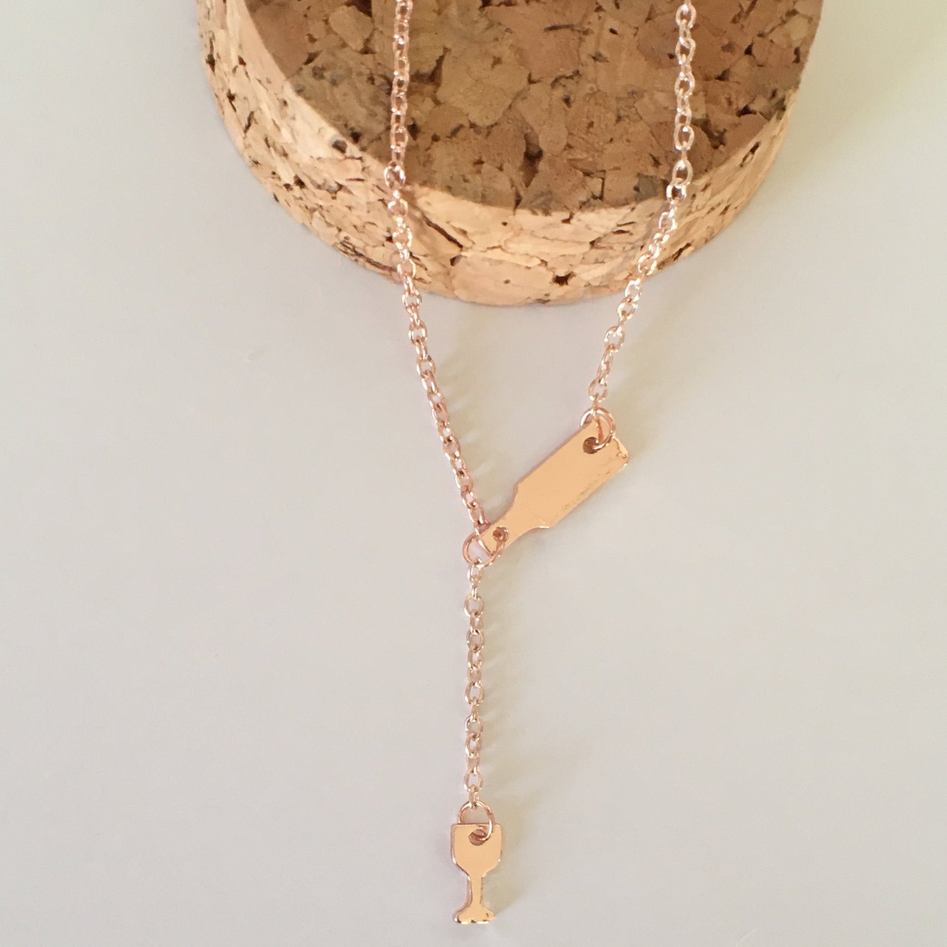 Wine Country Lariat Necklace - Rose Gold