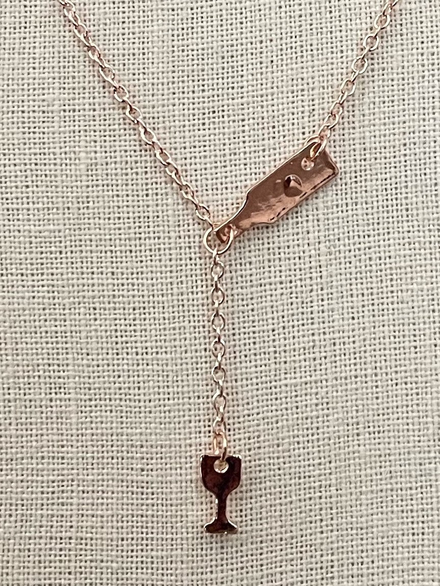 Wine Country Lariat Necklace - Rose Gold