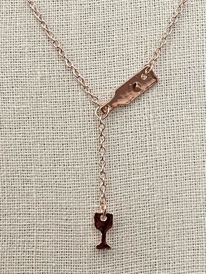 Wine Country Lariat Necklace - Rose Gold
