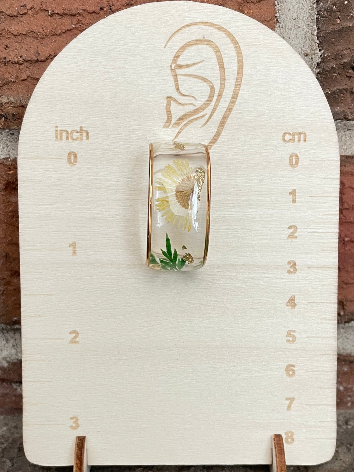 Yellow Wildflower Resin Hoop Earrings