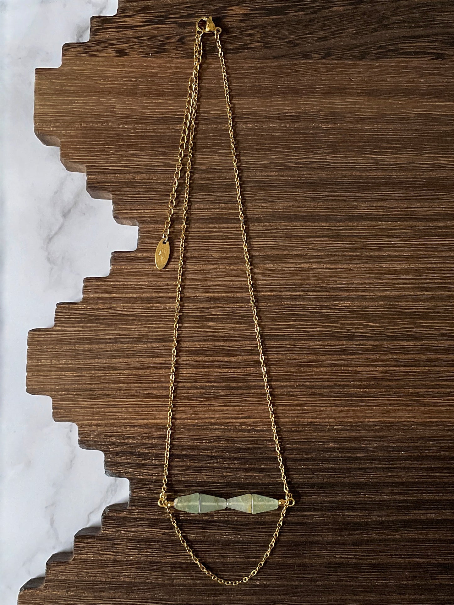 Yucca Point Natural Stone Western Bar Necklace Gold 16 inch