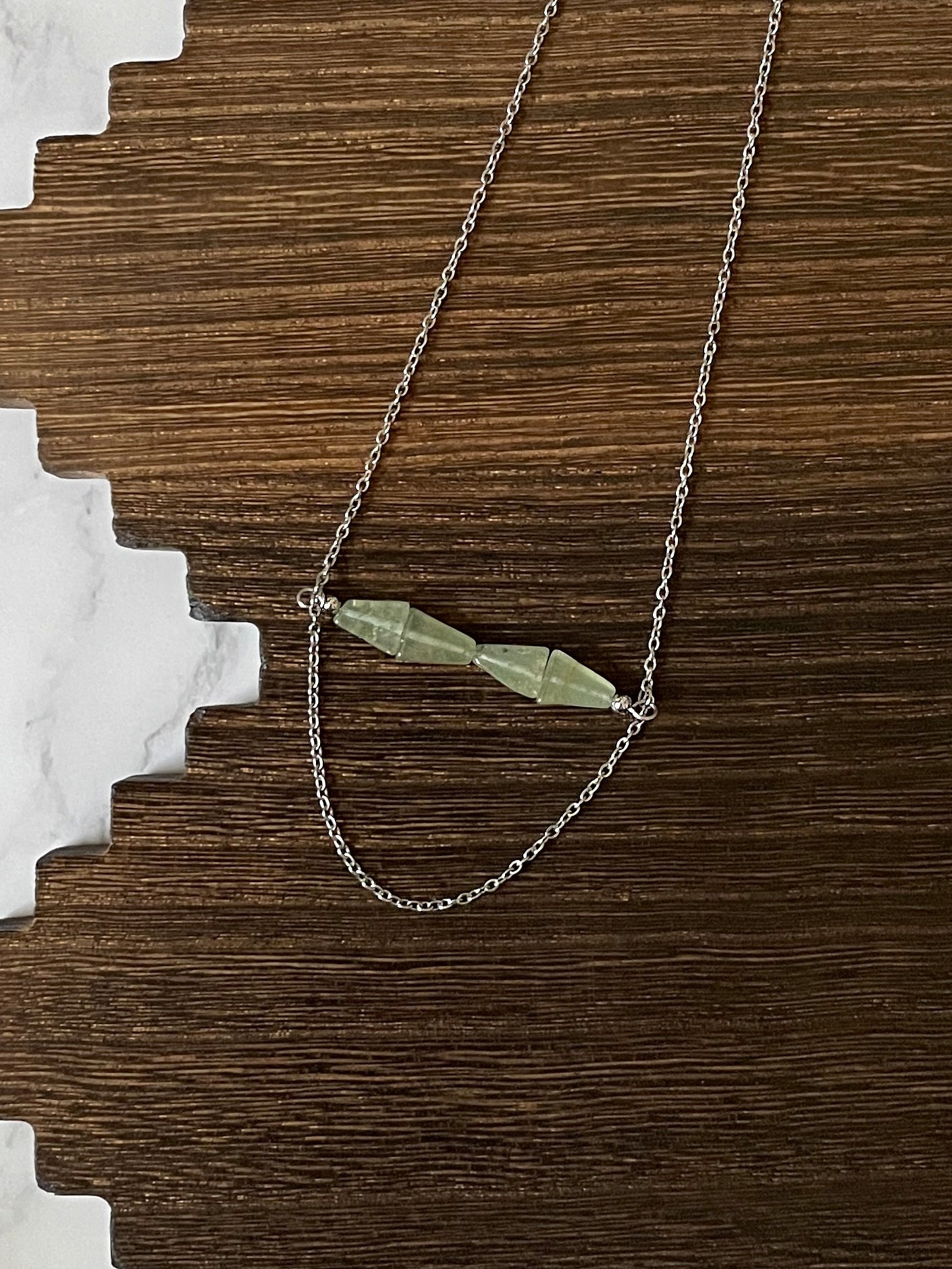 Yucca Point Natural Stone Western Bar Necklace Silver 16 inch