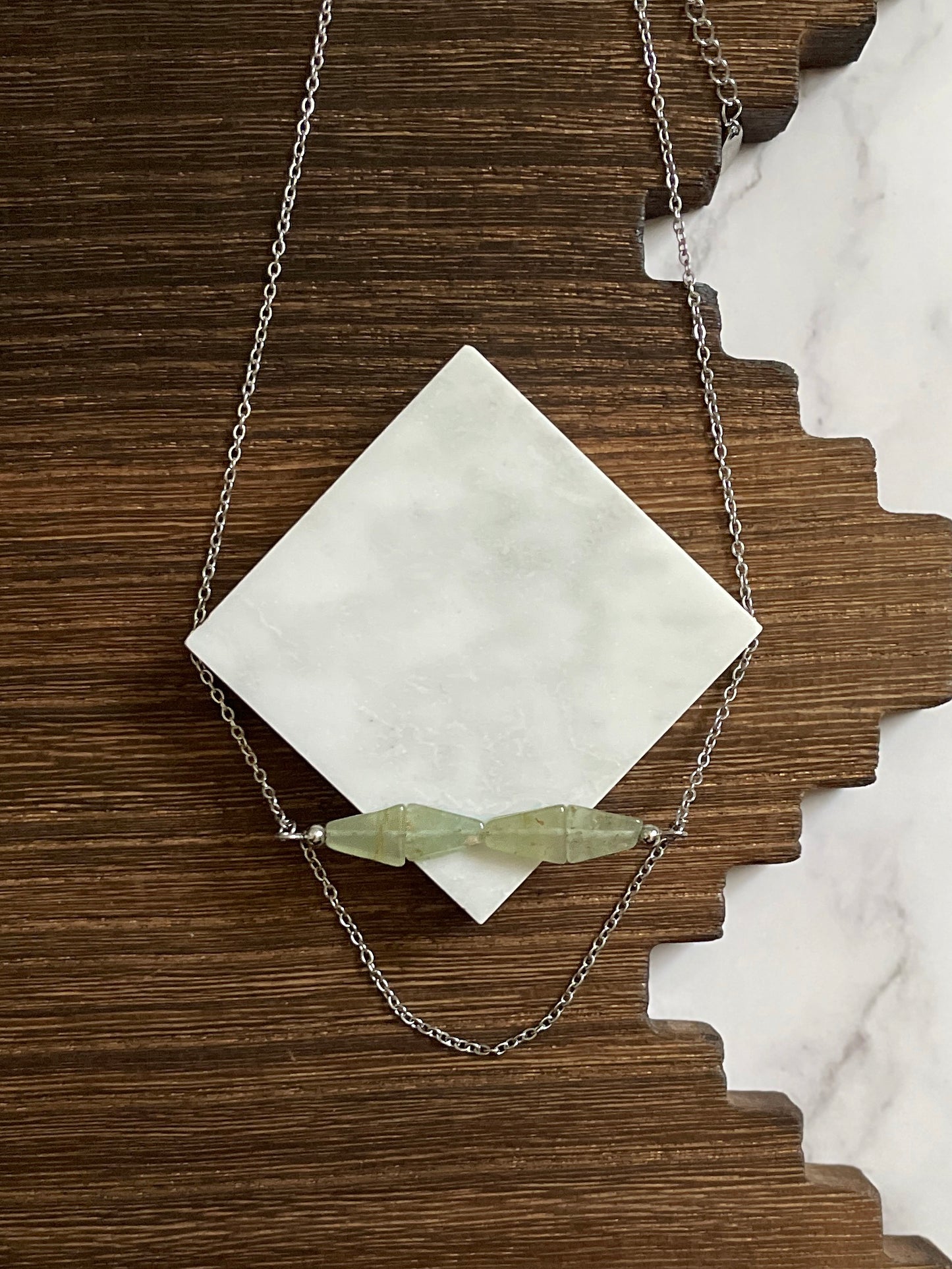 Yucca Point Natural Stone Western Bar Necklace Silver 16 inch