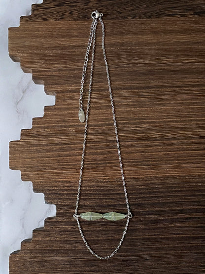 Yucca Point Natural Stone Western Bar Necklace Silver 16 inch