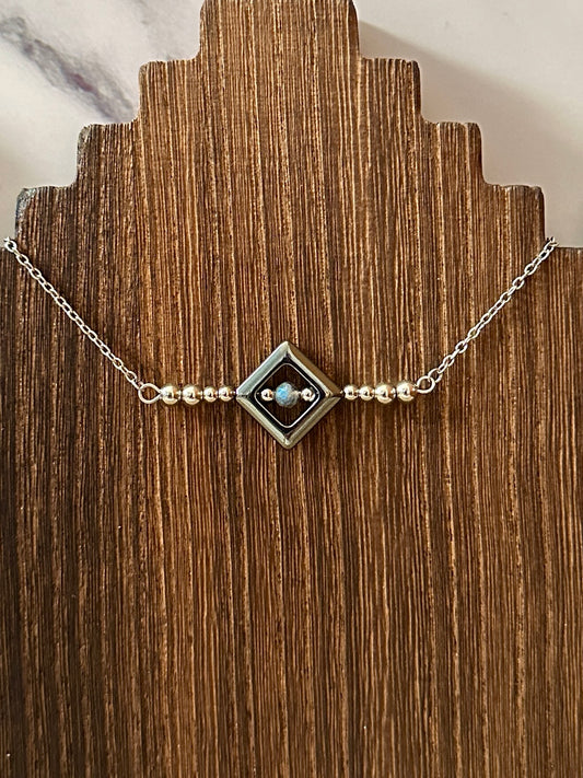Black Canyon Moonlight Stainless Steel Western Pearl Bar Necklace 16 inch