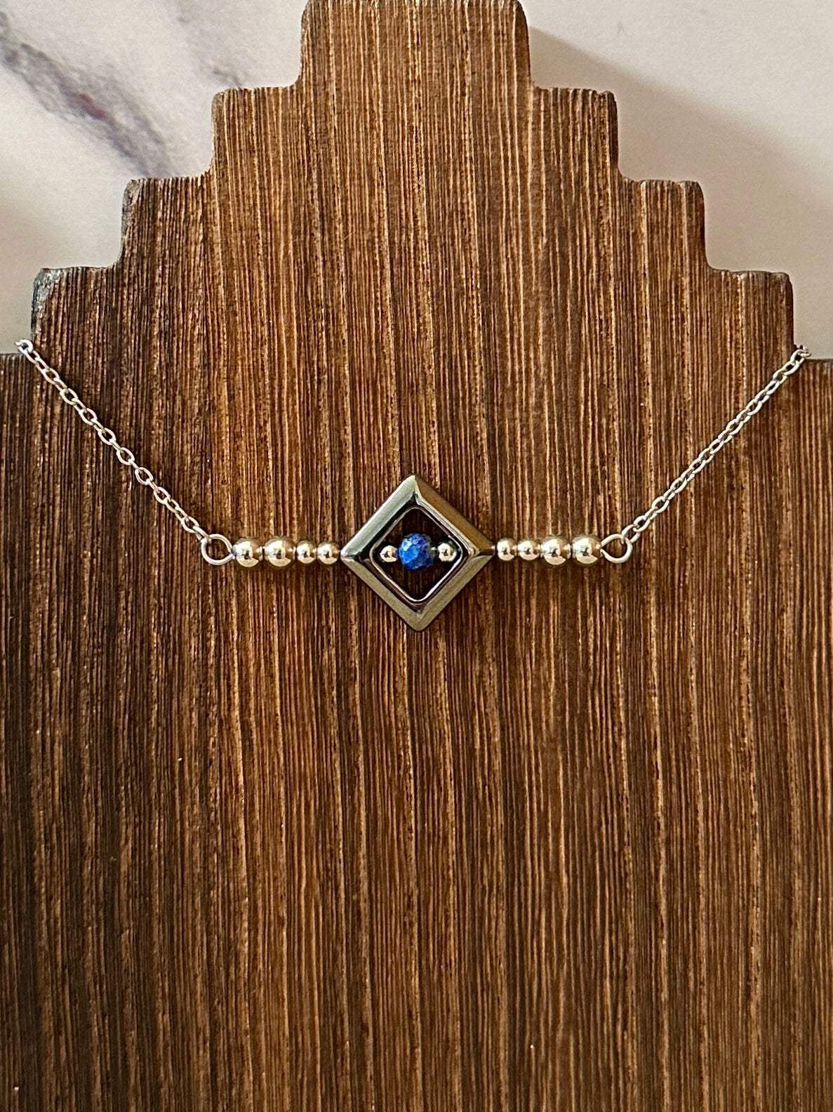 Black Canyon Sunlight Stainless Steel Western Pearl Bar Necklace 16 inch